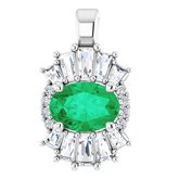 Platinum Lab-Grown Emerald & 1/3 CTW Diamond Pendant